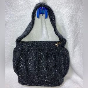 Black beaded evening purse